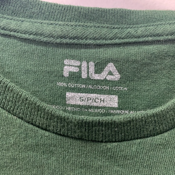 3/$20! ✨ Fila Green with pink&white writing tshirt - Picture 2 of 2